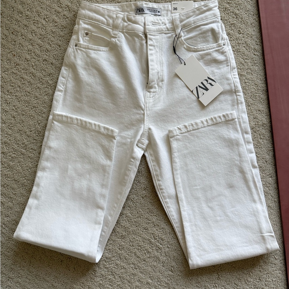 Zara White Cropped Pants NWT